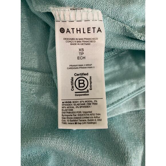 Athleta Pranayama Wrap Cardigan Aqua Light Blue Green Lagenlook Minimalist XS - Picture 5 of 9